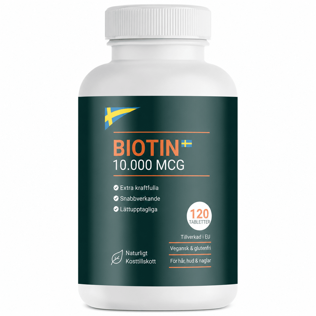 AVA Biotin 10 000 MCG – Högdoserade biotintabletter för friskt hår, hud och naglar, 120 veganska tabletter - AVABeauty.se