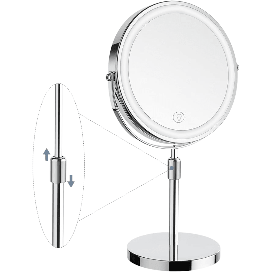 LumiGlow Pro intelligent sminkspegel med justerbart LED-ljus och 10x förstoring - AVABeauty.se