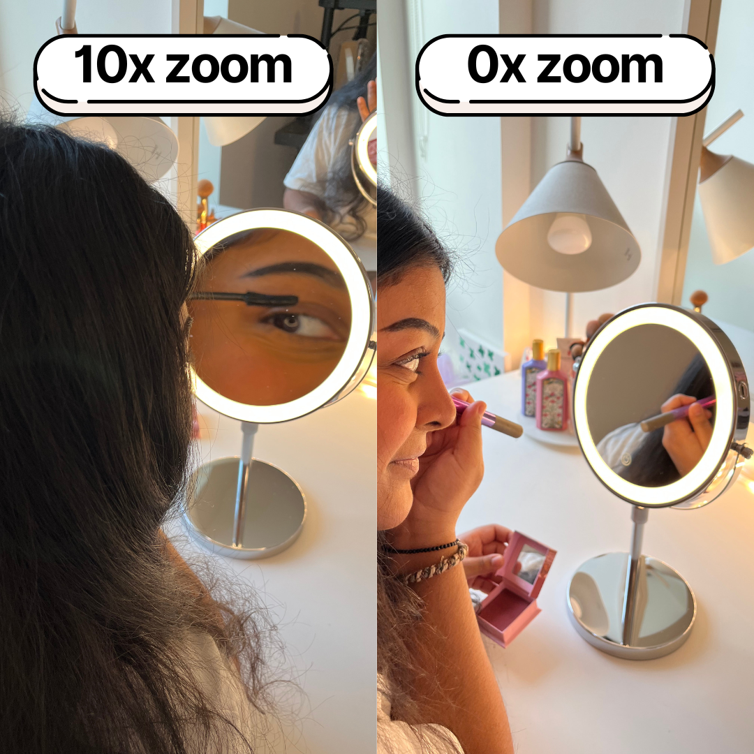 LumiGlow Pro intelligent sminkspegel med justerbart LED-ljus och 10x förstoring