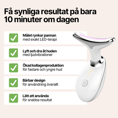 Vibralift™ - Multifunktionell nack- och ansiktsmassageapparat med LED, ljudvibrationer och värme