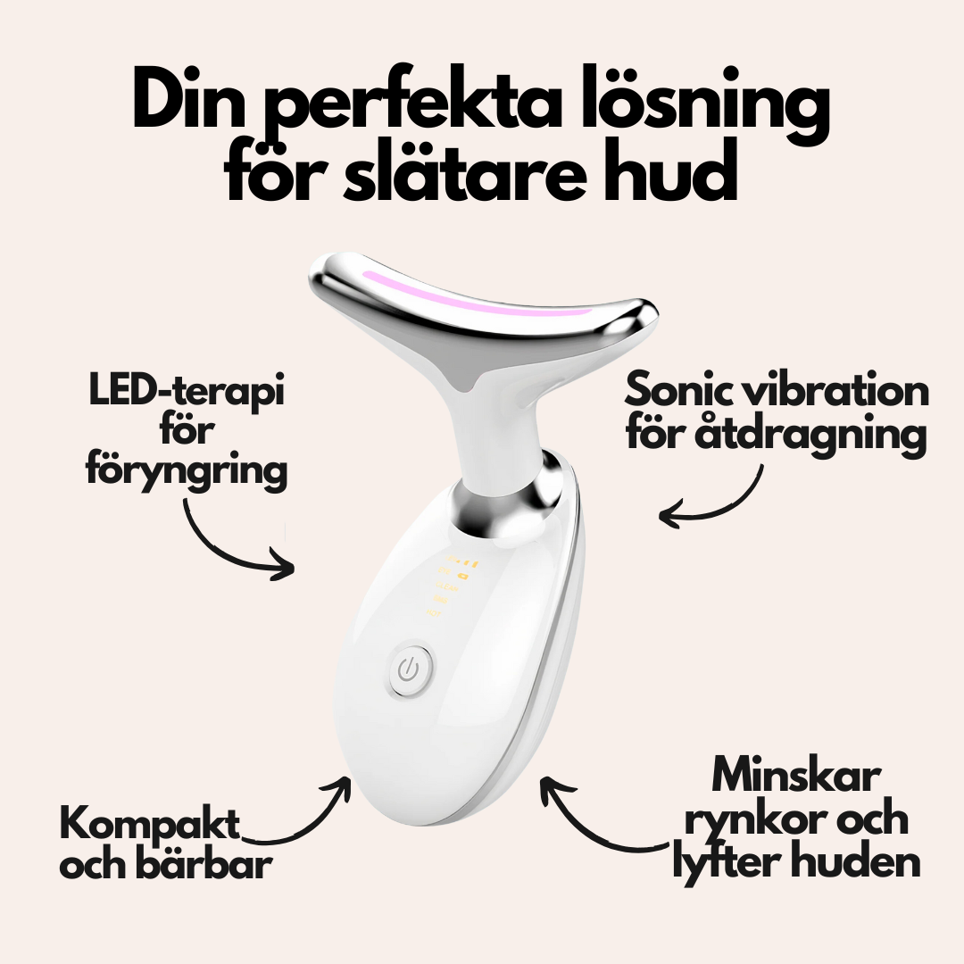Vibralift™ - Multifunktionell nack- och ansiktsmassageapparat med LED, ljudvibrationer och värme