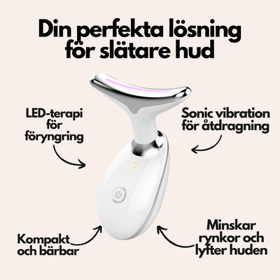 Vibralift™ - Multifunktionell nack- och ansiktsmassageapparat med LED, ljudvibrationer och värme