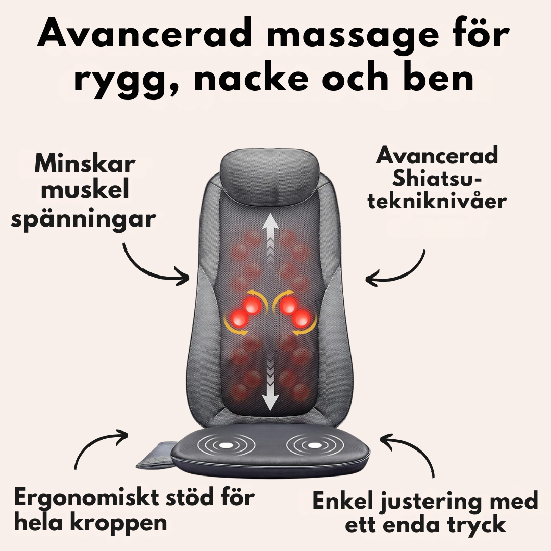 ShiatsuComfort+ – Elektrisk massagestol med Shiatsu-funktion