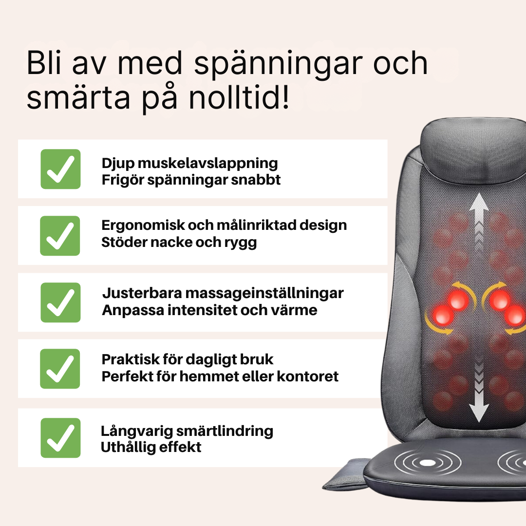 ShiatsuComfort+ – Elektrisk massagestol med Shiatsu-funktion